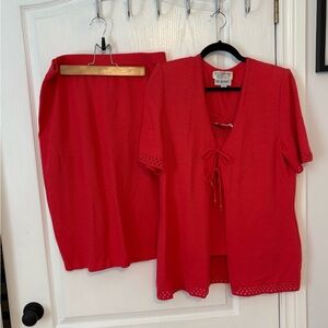 St. John by Marie Gray by Holt Renfrew Red Three-Piece  skirt set
